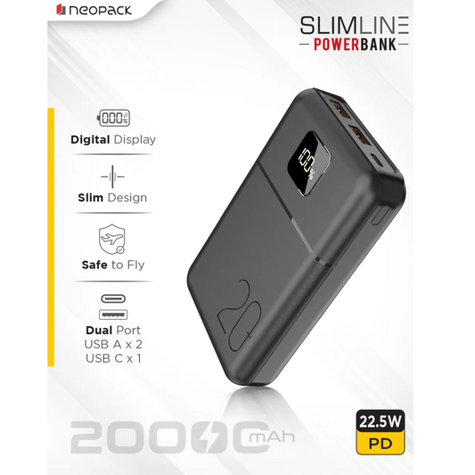 Neopack Slimline Powerbank 20000mAh 22.5W PD – Black